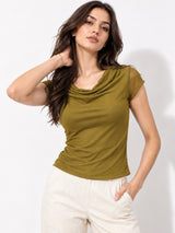 Clobug Cowl Neck Brown Top