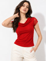 Clobug Cowl Neck Brown Top