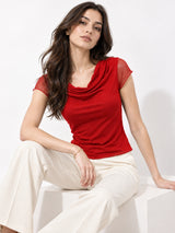 Clobug Cowl Neck Brown Top