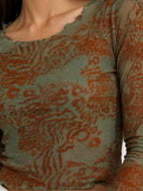 Clobug Women Cotton Blend Floral Print Top