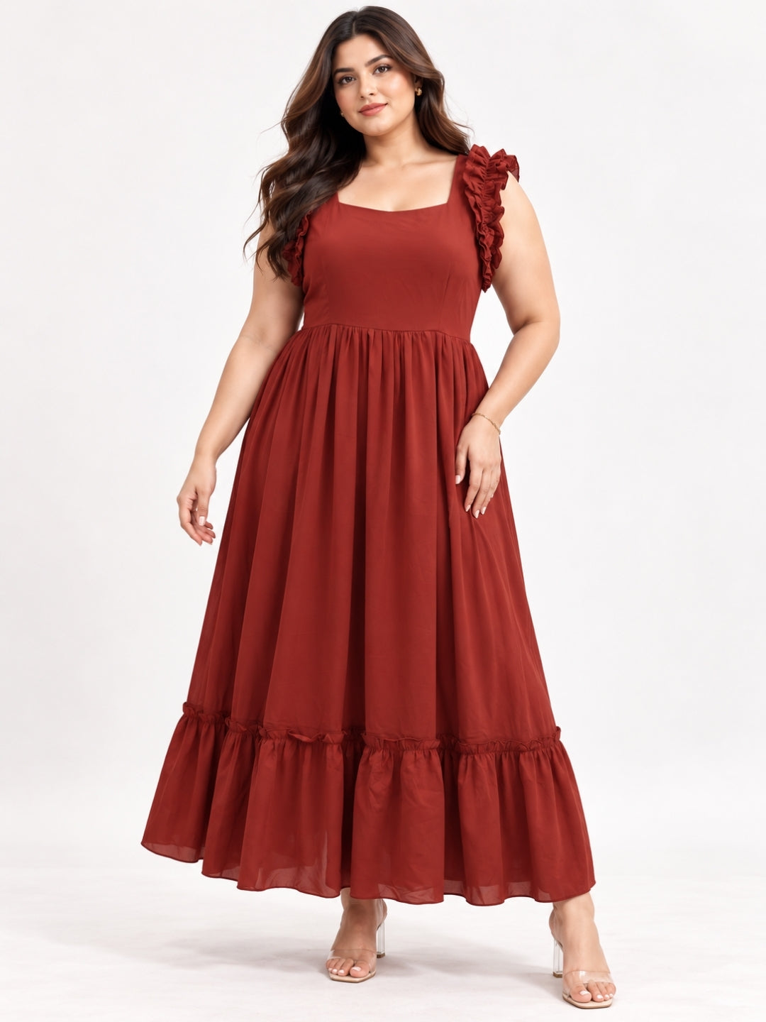 Women’s Cotton Blend Plus Size Flare Maxi Dress