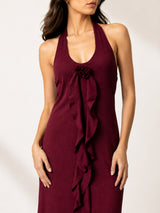 Clobug Women Maroon Sleeveless Bodycon Maxi Dress