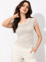 Clobug Cowl Neck Brown Top