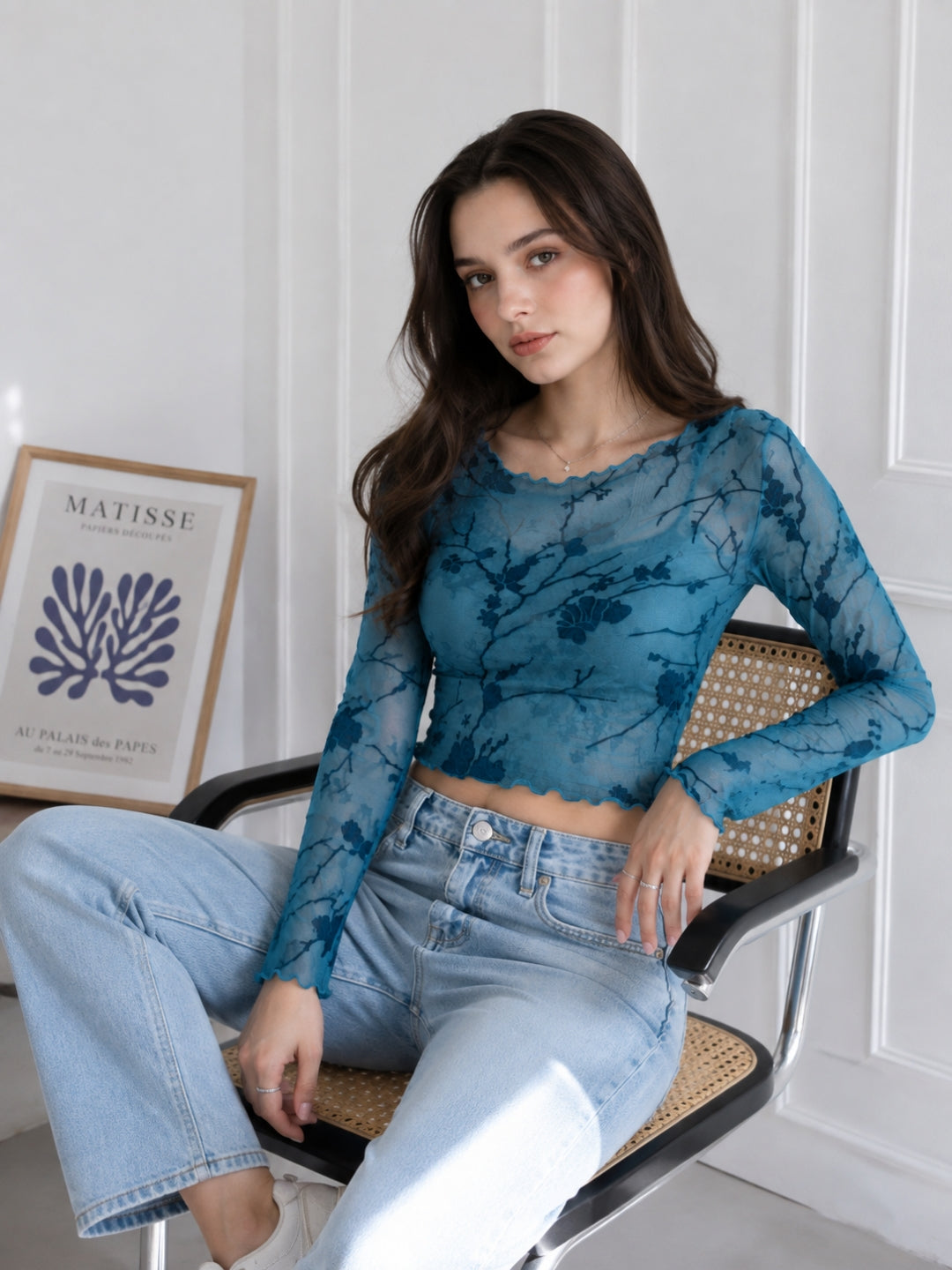 Clobug Women Round Neck Print Top