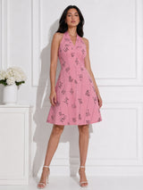 Women's Pink Abstract Print Dress