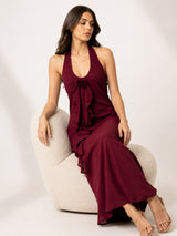 Clobug Women Maroon Sleeveless Bodycon Maxi Dress