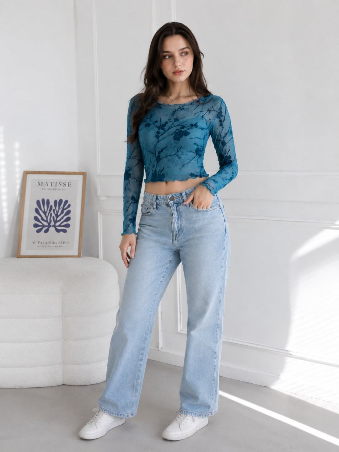 Clobug Women Round Neck Print Top