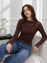Clobug Women Boat Neck Net Top