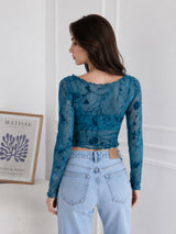 Clobug Women Round Neck Print Top