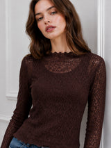 Clobug Women Boat Neck Net Top