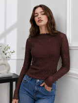 Clobug Women Boat Neck Net Top