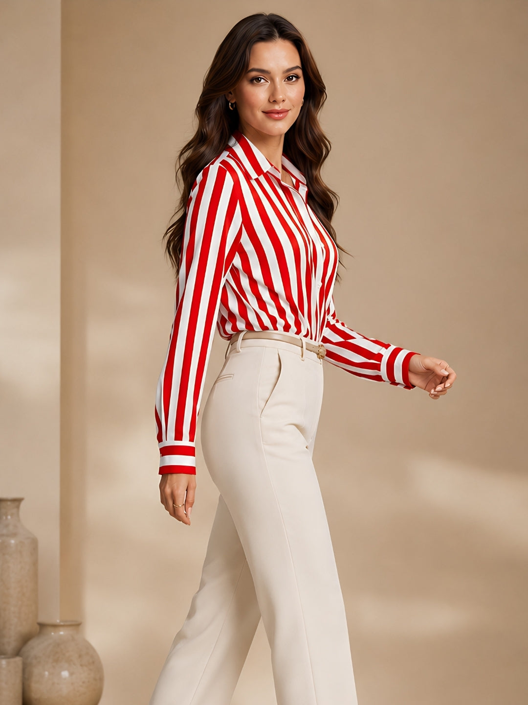 Clobug Women Vertical Striped Multi Shirt