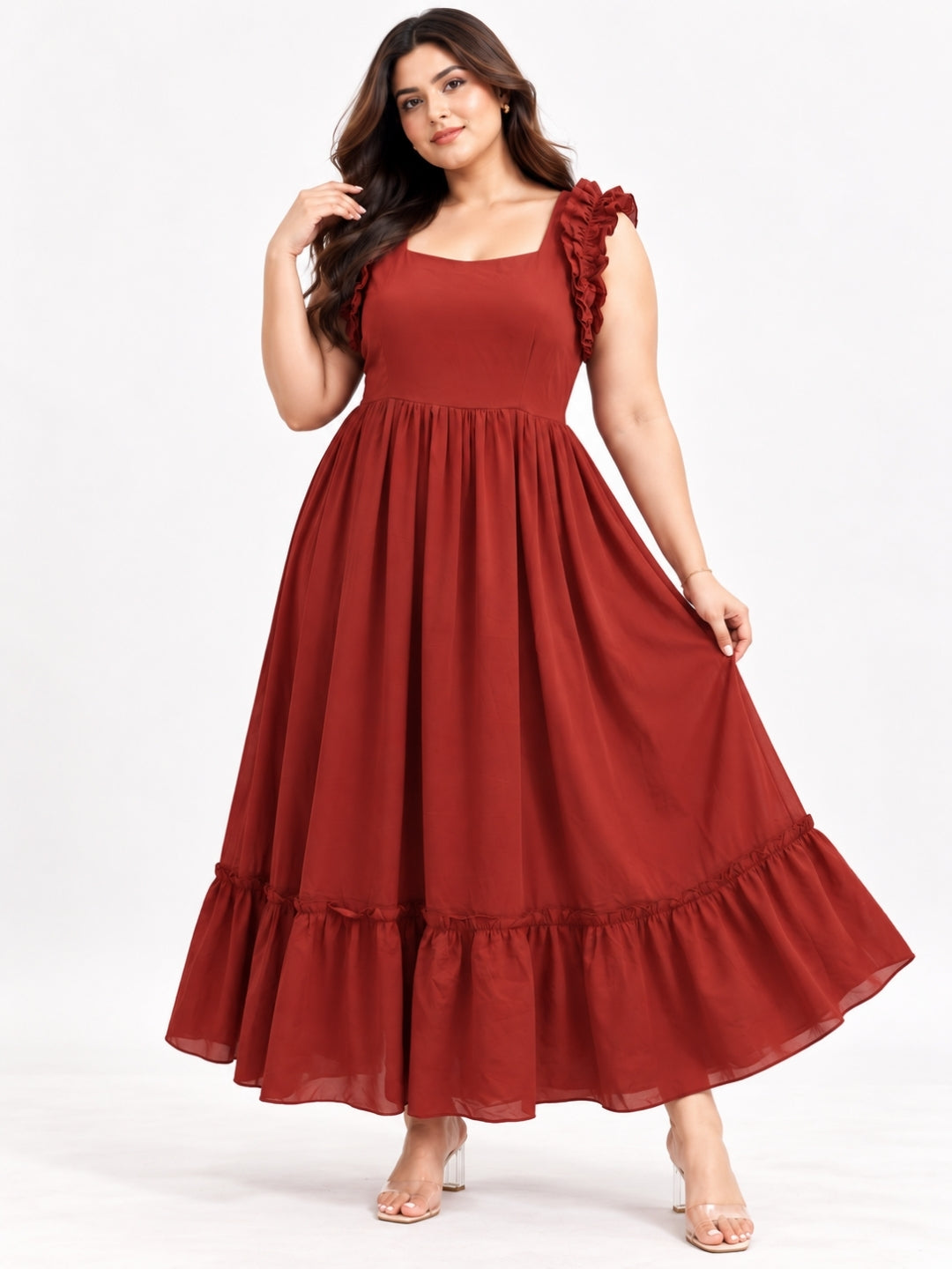 Women’s Cotton Blend Plus Size Flare Maxi Dress