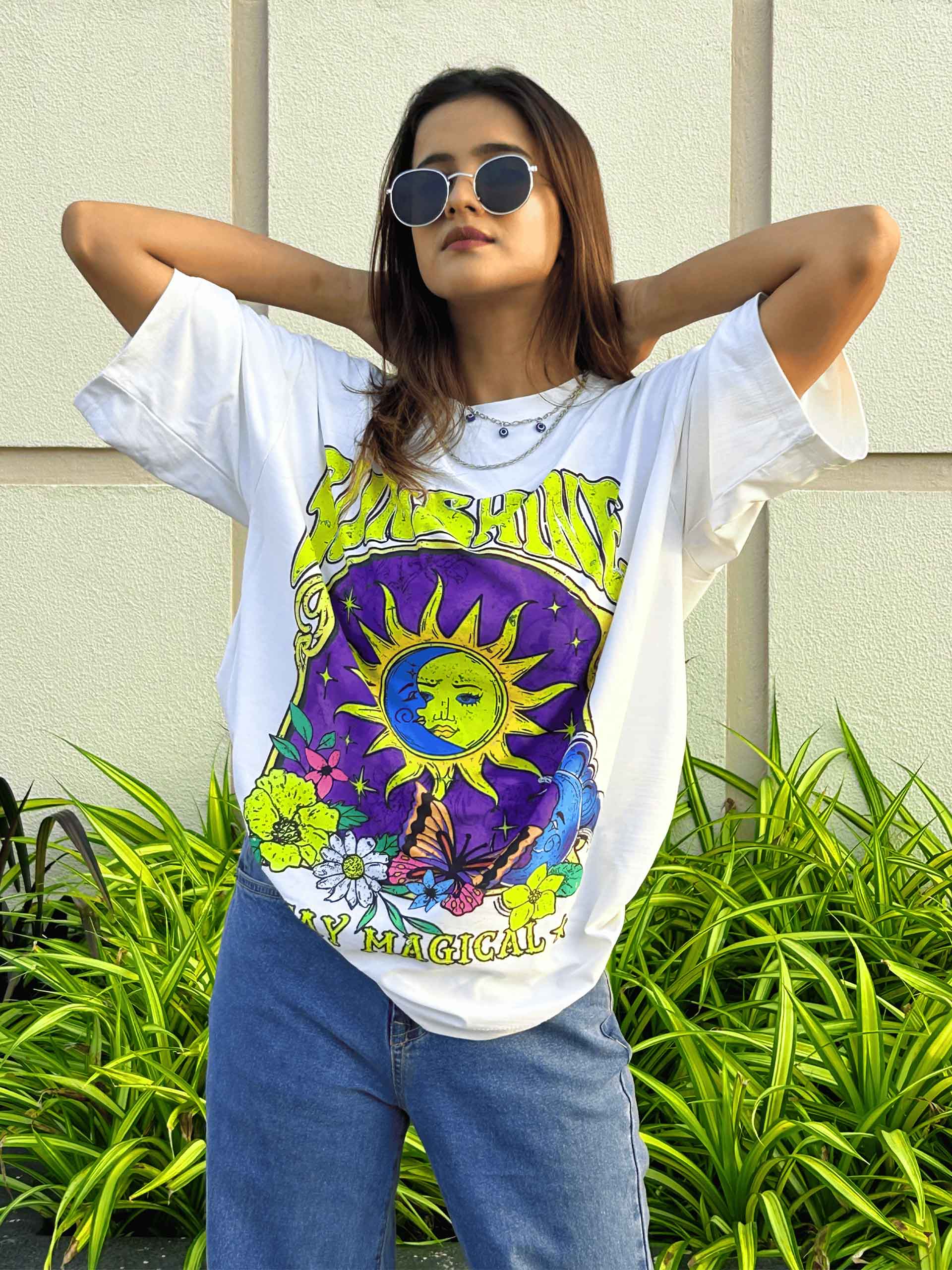 Sunshine Print T- Shirt With Round Neck and Half Sleeve