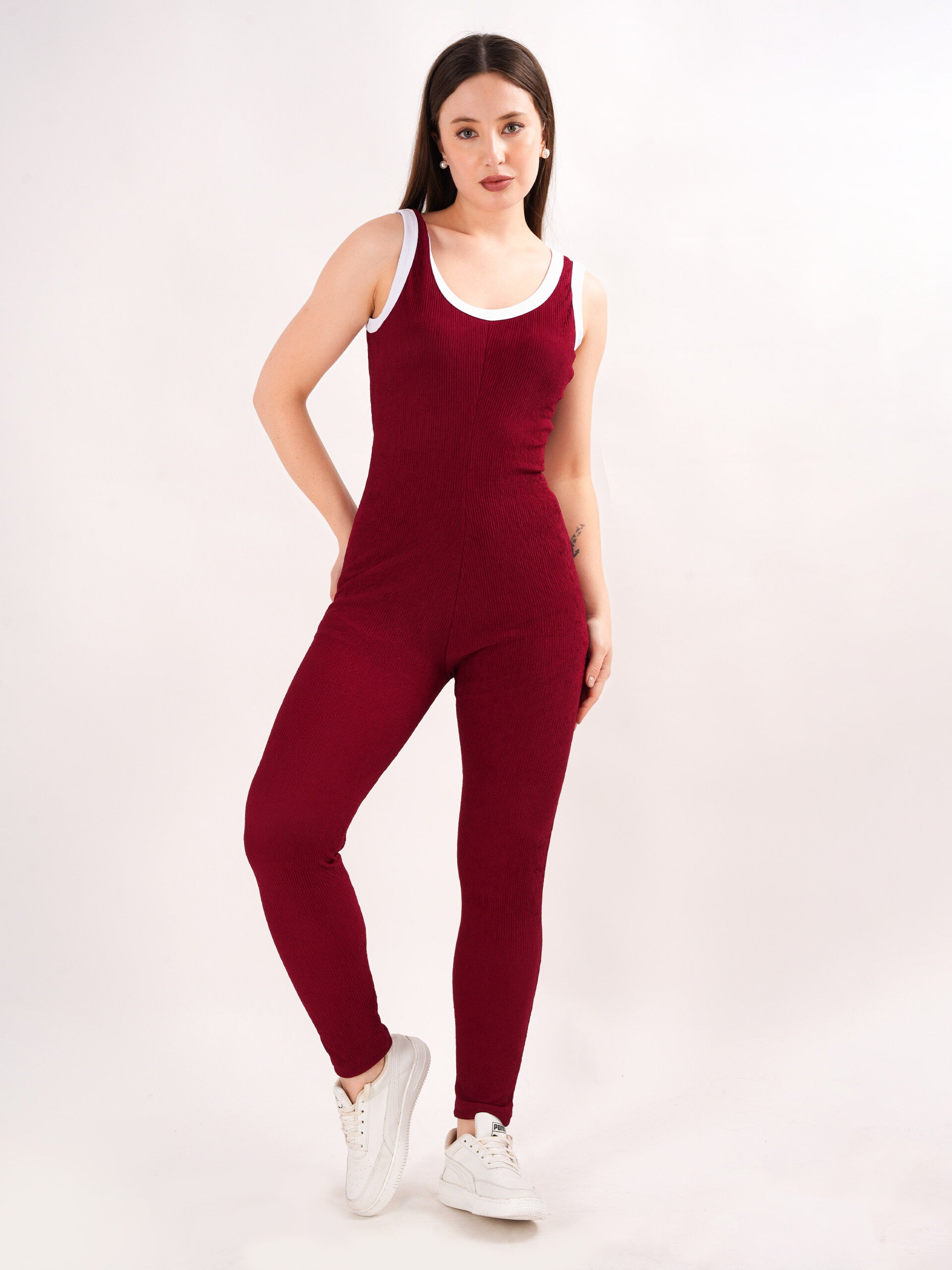 Maroon Open Back Jumsuit