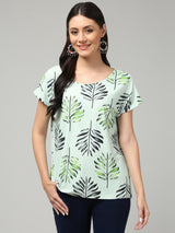 Clobug Stylish Printed Round Neck Top for Women – Trendy Summer Top