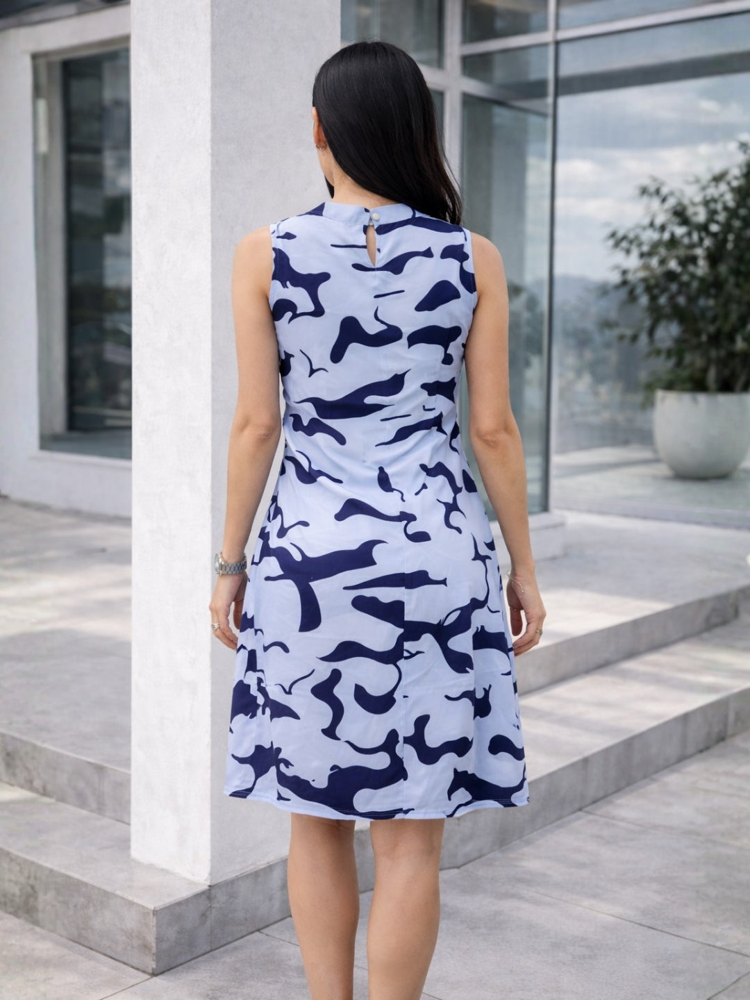 Clobug Women Printed High Neck Dress