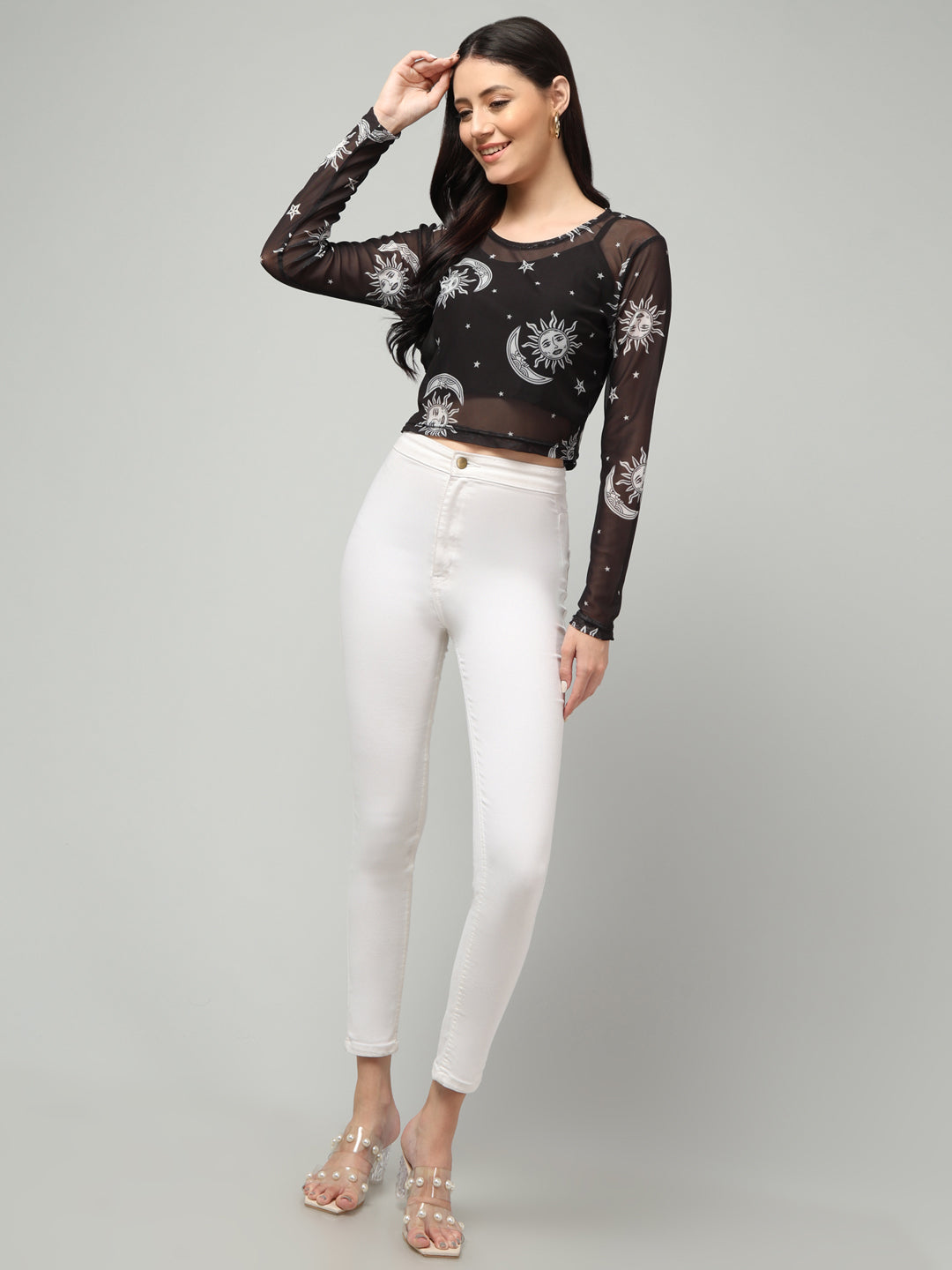 Clobug Stylish Printed Sheer Top for Women – Trendy Summer Top