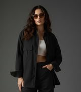 Clobug Women Full Sleeve Oversized Corduroy Shirt