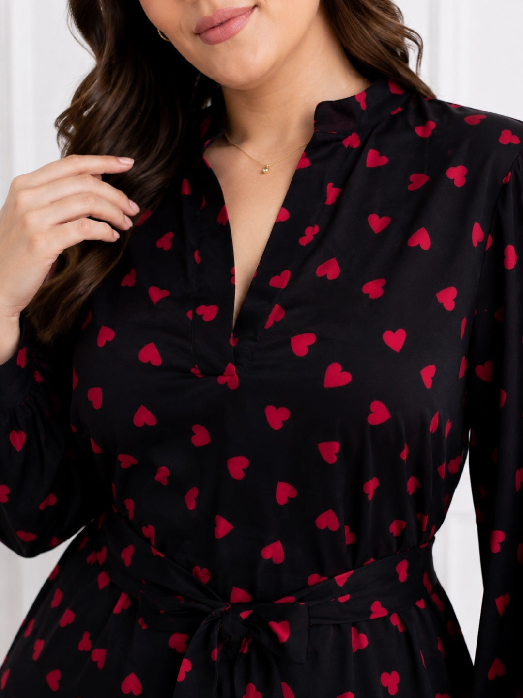 Women’s Heart Print Pluse Size Fit & Flare Dress