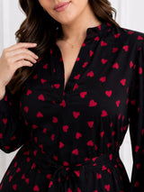 Women’s Heart Print Pluse Size Fit & Flare Dress