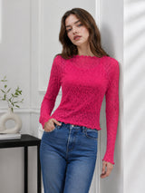 Clobug Women Boat Neck Net Top