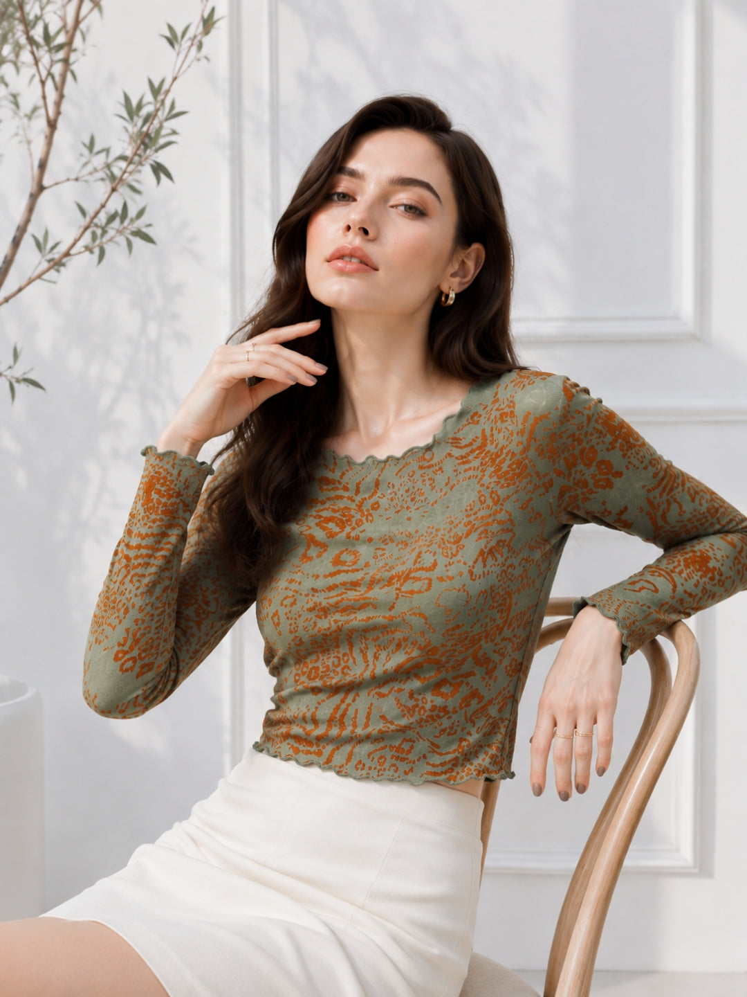 Clobug Women Cotton Blend Print Top