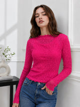 Clobug Women Boat Neck Net Top