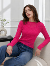 Clobug Women Boat Neck Net Top