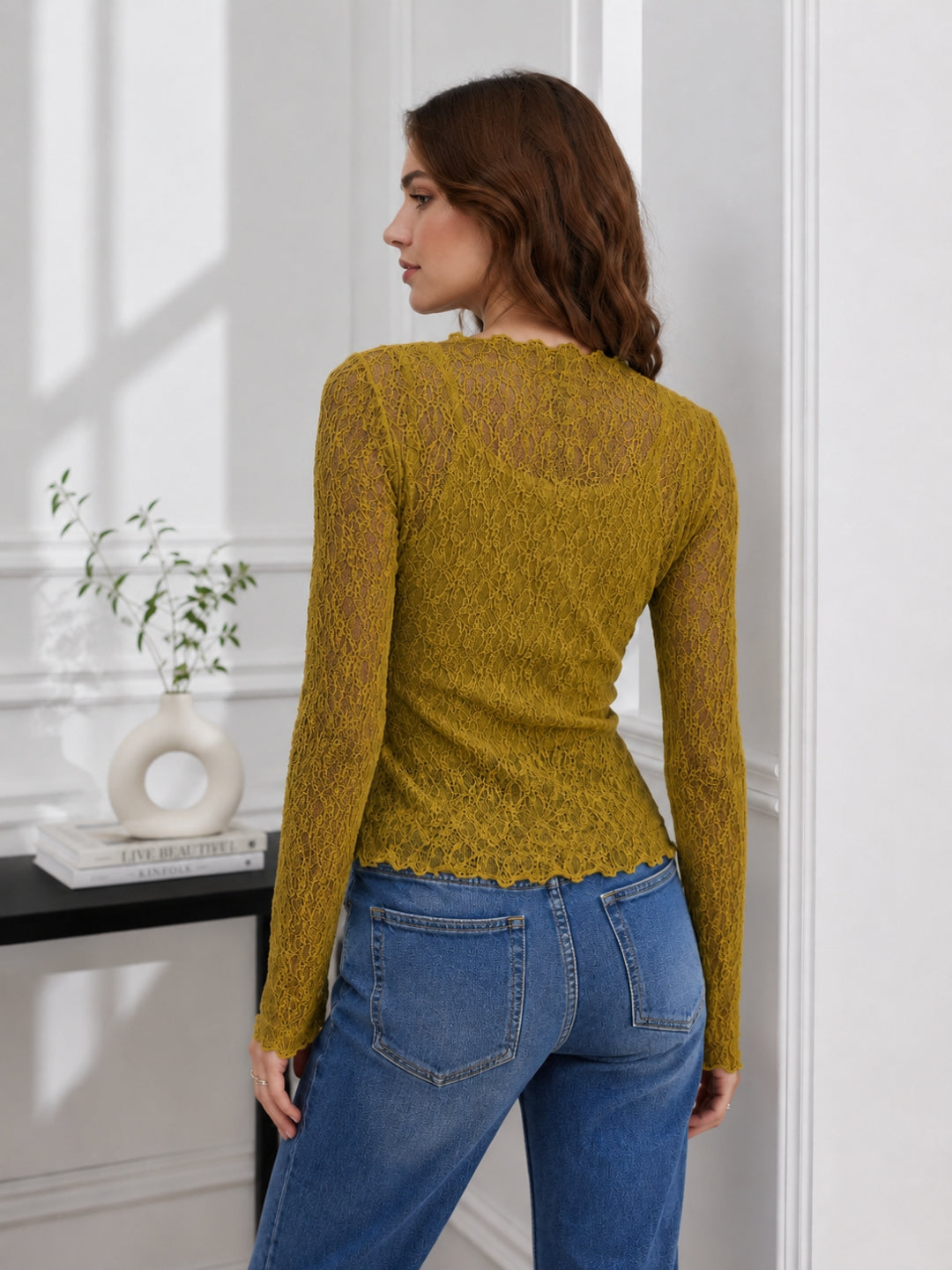 Clobug Women Boat Neck Net Top