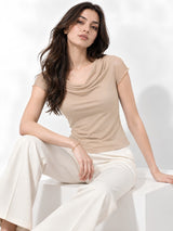 Clobug Cowl Neck Brown Top