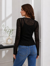 Clobug Women Boat Neck Net Top