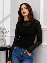 Clobug Women Boat Neck Net Top