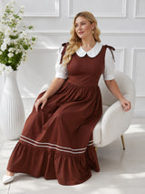 Women's Brown Plus Size Midi Dress