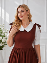 Women's Brown Plus Size Midi Dress