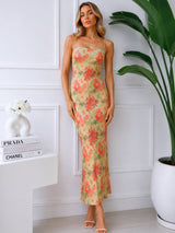Clobug Elegant Floral Backless Maxi Dress – Slim Fit Summer Evening Dress