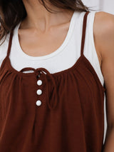 Women's Brown Round Neck Top