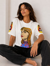 Clobug Women Pop Art Graphic Multi Crop T-Shirt