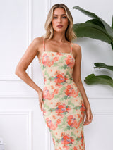 Clobug Elegant Floral Backless Maxi Dress – Slim Fit Summer Evening Dress