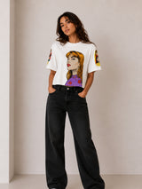Clobug Women Pop Art Graphic Multi Crop T-Shirt