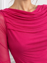 Clobug Women Pink Full Sleeve Mesh Top
