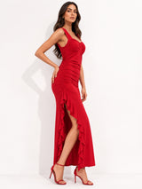 Clobug Women Sweetheart Neck Sleeveless Maxi Dress