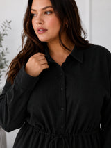 Women's Textured Co-Ord Set with Drawstring Waist Shirt & Wide-Leg Pants