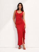 Clobug Women Sweetheart Neck Sleeveless Maxi Dress