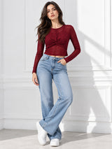 Clobug Stylish Solid Round Neck Top for Women – Trendy Summer Top