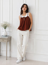 Women's Brown Round Neck Top