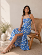 Clobug Women Floral Multi Slit Midi Dress