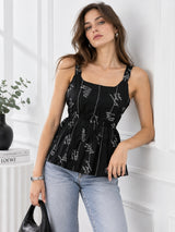 Black Typography Tunic Top