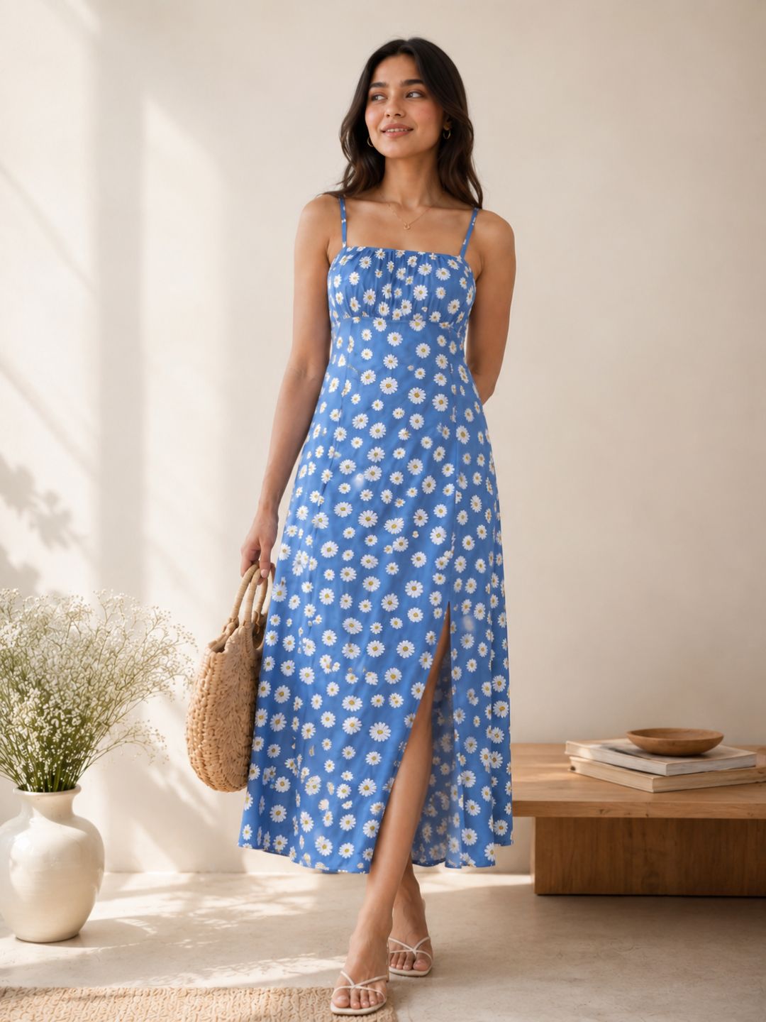 Clobug Women Floral Multi Slit Midi Dress
