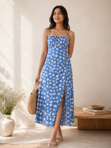 Clobug Women Floral Multi Slit Midi Dress
